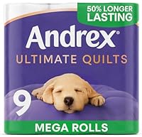 Andrex Ultimate Quilts 9 Mega Toilet Rolls = 13.5 Standard Toilet Rolls, 50% Longer Lasting Paper, Air Pocket Technology for Soft, Thick Sheets, FSC Certified