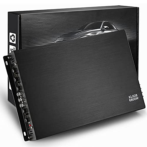 Facmogu KL628 1600W(RMS) Car Power Amplifier, 6800W(Max) 4 CH High Power Truck Audio Amp, 12V 4Î© Bridge Amplifier for Passive Subwoofer, Class A/B Vehicle Amplifier Super Bass for Car Stereo Speakers
