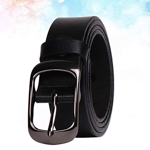 Cinto feminino de couro KESYOO com fivela de pino de cor lisa e cintos de cintura simples para acess