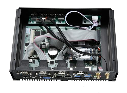 Image of KINGDEL Powerful Mini Desktop Computer, Fanless Industrial PC, i5 Dual Core CPU, 8GB RAM 128GB SSD, 2xNICs, 4xUSB 3.0, 4xCOM RS232, HD Port, Metal Case, WF, Silent Working