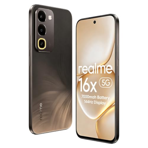 Image of realme 16X 5G Smartphone 6.8 inch 144Hz Display 7000mAh Battery 45W Fast Charge 4GB RAM 128GB ROM 50MP AI Main Camera, MediaTek Dimensity 6300 Chipset, Android 16, IP65 Brown