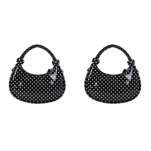 Bolsos grandes con cierre estilo retro: bolso de hombro de PU con lunares