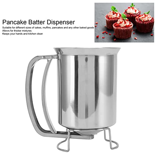 flexman Pancake Batter Dispenser, Stainless Steel Handheld Pancake Pourer, 4.1x6.4in Pancake Pourer for Baking Cupcakes Cakes, Muffins, Pancakes