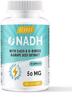 NADH 50 mg with CoQ10, High Strength Capsules for Rapidly Energy and Antioxidant Support, Active Vitamin B3, 60 Capsules