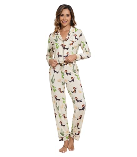 Image of WiWi Viscose from Bamboo Women's Pajamas Set Super Soft Button Down Top and Pants Sleepwear Cooling Pjs S-3X