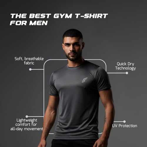 Image of Round Neck Moisture Absorbing Performance Half Sleeve Slim Fit T-Shirt for Men | Quick Dry Technology | Light Weight & Breathable Fabric | Ideal for Indoor & Outdoor Physical Activity