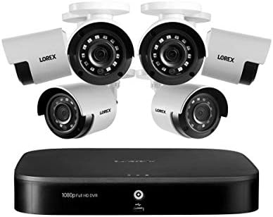 Lorex Indoor/Outdoor Wired Security Camera System, 1080p HD Bullet Cameras with Motion Detection Surveillance, Long-Range IR Night Vision & Smart Home Compatibility, 1TB 8-Channel DVR, 6 Cameras
