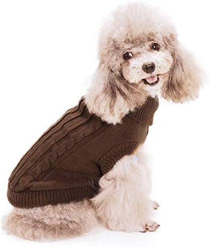 FAMI Small Dog Pullover Sweater, Cold Weather Cable Knitwear, Classic Turtleneck Thick Warm Clothes for Chihuahua Bulldog - Image 3