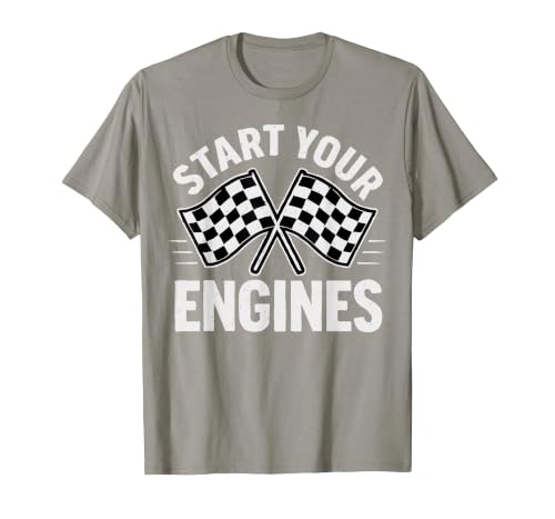Start Your Engines Vintage Check Flag Race Car Costume T-Shirt, Men, Slate Grey, XX-Large