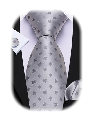 Image of Barry.Wang Man Tie Sets Skull Animal 63 inch Extra Long Necktie Silk Woven Handkerchief Cufflinks Festival Party Gift