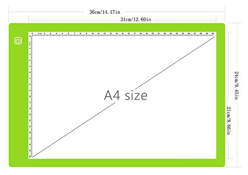 A4 Ultra-Thin Portable LED tracing Light Box Dimmable Brightness LED Art Tracing Pad for Artist Drawing Sketching Animation Stencilling and 5d Diamond Painting (Green, A4)
