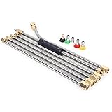 Set di 6 bacchette di estensione per idropulitrice - Lancia idropulitrice da 4000 PSI con 5 ugelli, 5 aste dritte e 1 asta curva a 30°, connessione rapida da 1/4 di pollice per la pulizia del tetto