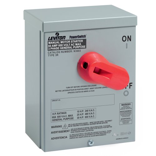 Leviton Type 3R Enclosure for 60 Amp Motor Starting Switch, N36NC, Grey by Leviton - Used condition - CA$38.38