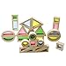 Produktbild Holzbausteine für Kleinkinder Baby Kinder 24 Stücke Geometrie Sensorische Holz Regenbogen Stapeln Blöcke Bau Spielzeug Set Bunte Vorschule Lernen Lernspielzeug für Jungen Mädchen (Mehrfarbig)