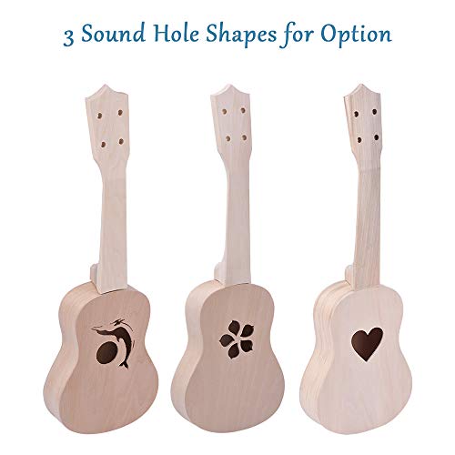 Mingzhe 21 Polegadas Inacabado Diy Ukulele Ukelele Uke Kit Basswood Corpo E Pescoço Plástico Fingerb