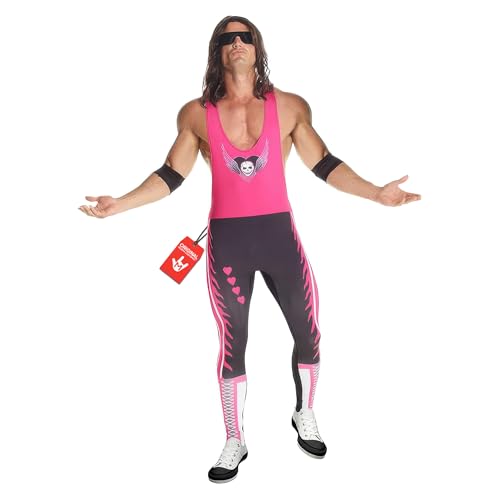 Morphsuits WWE Oficial - Disfraz Lucha Libre Hombre Hitman Hart, Disfraz Luchador Mexicano Hombre, Disfraz Musculos Hombre, Disfraces Despedida Soltero, Disfraz Carnaval Hombre Talla L