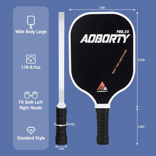 Image of AOBORTY Pickleball Paddles 4 Pack - USAPA Light Graphite Premium Rackets Fiber Face & Polymer Honeycomb Core Pickleball Set with 4 Outdoor Indoor Balls Including Portable Carry Bag