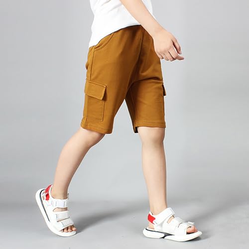 Boys Cotton Cargo Sweat Shorts Knee Length Elastic Waist Drawstring Jogger Shorts Summer Casual Sports SweatShorts4