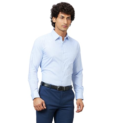 Image of Raymond Men's Pure Cotton Structure Pattern Slim Fit Semi Cutaway Collar Full Sleeve Formal Shirt