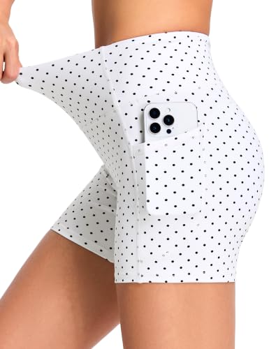 Image of THE GYM PEOPLE High Waist Yoga Shorts for Women's Tummy Control Fitness Athletic Workout Running Shorts with Deep Pockets