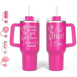 Mothers Day Gifts, Gifts for Mom from Daughter, Son – Best Mom Ever, 40 oz Engraved Tumbler – Unique Gift Idea for Mother, Wife, Husband, Kids, Cute Cup (Mom Awesome – Pink)