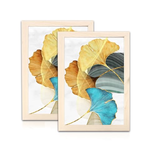 SNSYGN Lot de 2 cadres photo en bois, format A4, 20x25 cm, couleur naturelle, fin, pour photos et affiches