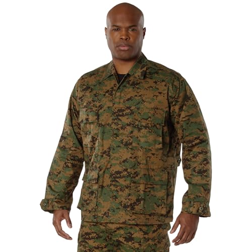 Image of Rothco BDU Uniform Shirt | Men's Long Sleeve Tactical Cargo Overshirt Utility Hunting Fishing Shacket Button Down Jacket with 4 Pockets