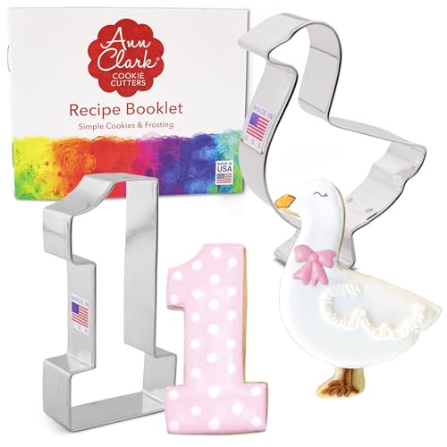 One Silly Goose - Juego de 2 cortadores de galletas fabricados en los Estados Unidos por Ann Clark, ganso, número uno/#1