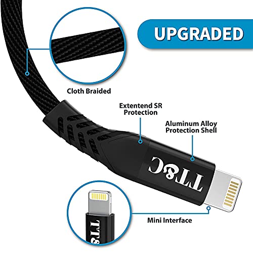 Tt&C Short Iphone Lightning Cable 1Ft Charger Sync And Charging Data Cord Compatible With Iphone 14/14 Pro/ 14 Pro Max/ 13/13 Pro/ 12/11/ Xs/Xs Max/Xr/X/8/8 Plus/7/6S/5C/5S/Ipad Pro Black 4Pack #TOP1