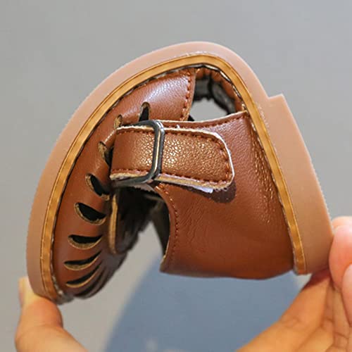 Toddler Girl Dress Shoes Children Sandals Fashion Baby Open Toe Princess Shoes Soft Soled Cut Out Beach Sandals (Brown, 9 Toddler)4