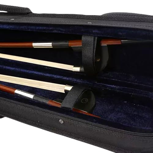 DouscsChart Professional Upright Bass Bow Case Hard Double Bass Cello Bow Storage for 2 Bows 4/4 Thick Padded Protection with Shoulder Strap Germany Quality Strong Zipper Design