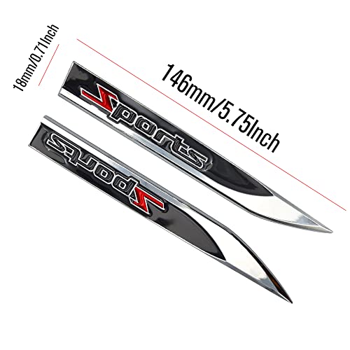 2Pcs Sports Logo Emblem Blade Side Fender Badge Metal Sticker Sport Decal With Adhesive Compatible For All Truck Suv Pickup Models (Black) #TOP4