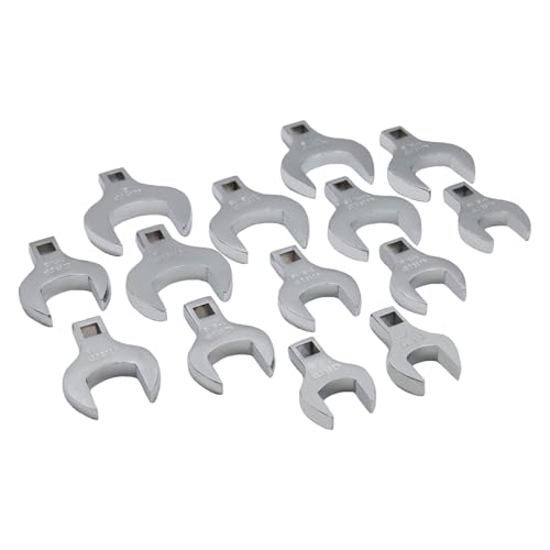Grip 14 pc 1/2" Dr Jumbo Crowfoot Wrench Set SAE - Sizes from 1-1/16" to 2" - Plastic Storage Tray - Chrome Plated Carbon Steel by GRIP GRAND RAPIDS INDUSTRIAL PRODUCTS - Used condition - US$48.61