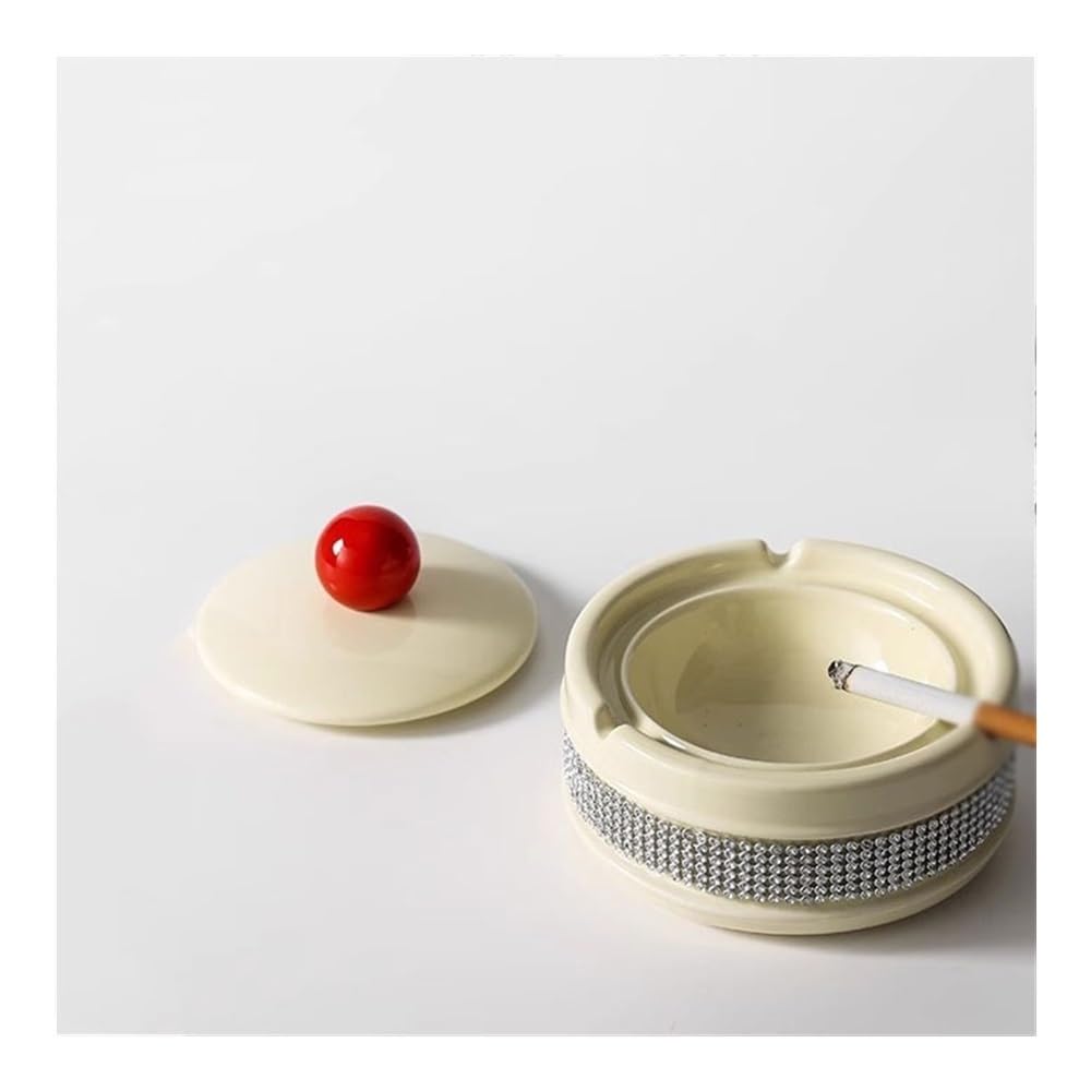 Posacenere in ceramica con coperchio, posacenere antivento per ufficio, casa, donne e uomini, decorazione da tavolo per feste