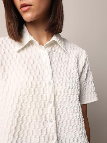 Image of Zilcon Women's Half Sleeve Button Down Women Shirts | Western Tops for Women Stylish | White Shirt for Woman