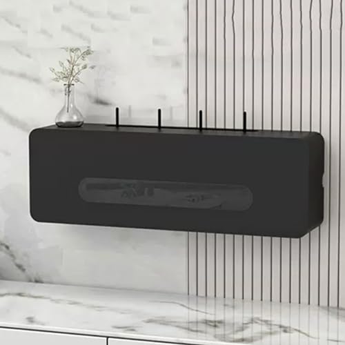 Étagère murale pour routeur WiFi sans fil, boîte de rangement en bois massif, rangement élégant pour routeurs et câbles, design peu encombrant pour la maison et le bureau
