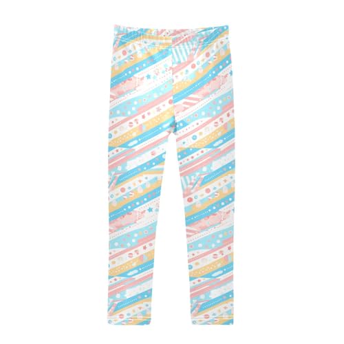 KLL Baseball Blue Stripe Toddler Girl Athletic Leggings Stretchy High Waisted Pants Exercise