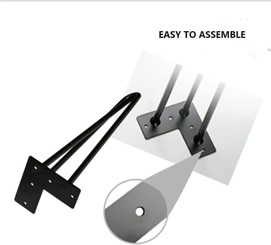 Yahpetes Table Legs Black Heavy Duty Hairpin Furniture Legs with Screws and 4pcs Bonus Rubber Floor Protectors Metal Home DIY Projects (28 inch)