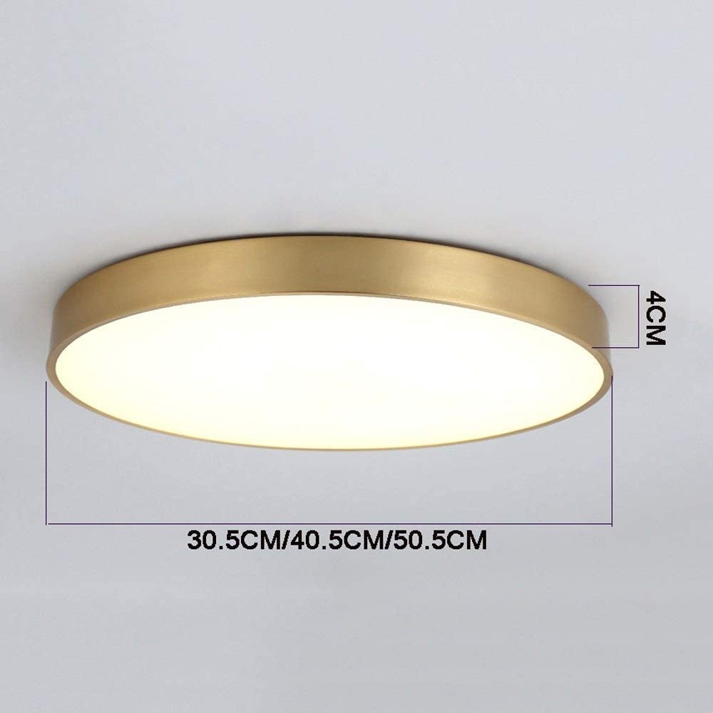 PZAOJAU Plafoniera da bagno in ottone antico a LED da cucina a basso profilo da soffitto tonda dimmerabile plafoniera da corridoio dorata per camera da letto Sala da pranzo Buan