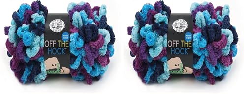 Image of Lion Brand Yarn Off the Hook Yarn, Bulky No-Needle Craft Yarn for Crocheting, Hand-Knitting Yarn, 2-Pack, Hypnotic