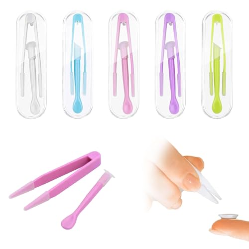 Kontaktlinsen Einsetzhilfe,5 Stück Kontaktlinsen Pinzetten,Kontaktlinsen Hilfe zum Einsetzen,Kontaktlinsen Entferner Weiche Linsen, Kontaktlinsen Sauger,Kontaktlinsen Einsetzhilfe Weiche Linsen