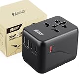 PD35W Universal Travel Adapter, SUPERDANNY International Plug Adapter, 2 USB-A & 3 USB-C Fast Charging, Worldwide Travel Accessories Outlet Converter for US to UK EU AUS (Plug Type C/G/A/I)