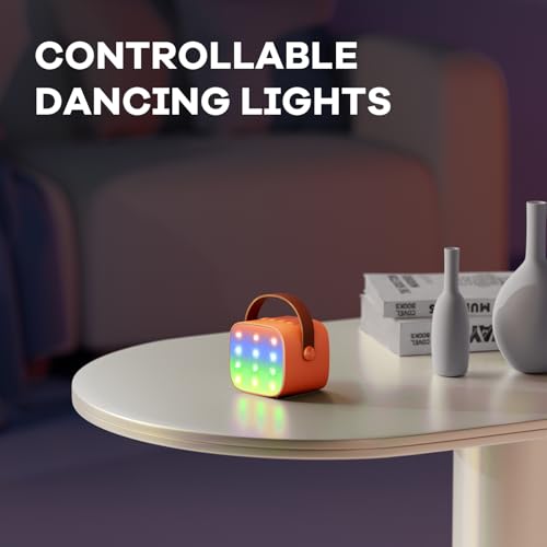 Image of YLL Mini Karaoke Machine for Kids Adults, Portable Bluetooth Speaker with 2 Wireless Microphones, Birthday Gifts Toys for Girls Boys Ages 3, 4, 5, 6, 7, 8, 9,10,11,12+ Years Old Toddler (Orange)