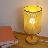 Rattan Drum Lamp Shade Replacement: Chandelier Lampshade E27 Rattan Lampshade Natural Woven Cylinder Light Cover Table Lamp Cover for Chandeliers Floor Table Lamps - Image 2