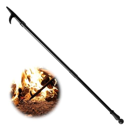 BsBsBest Fire Poker for Fire Pit, 46 Inch Extra Long Portable Campfire Poker for Fireplace, Camping, Wood Stove, Outdoor and Indoor Use, Rust Resistant Stainless Steel Black Finish