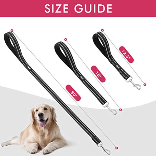Pupteck Reflective Short Dog Leash - 3 Packs 2.5Ft/ 1.5Ft/ 1Ft Nylon Dog Leash With Strong Clip, And Soft Padded Handle, Durable Training Leash For Small Medium Large Dogs Cats Walking Outside #TOP1
