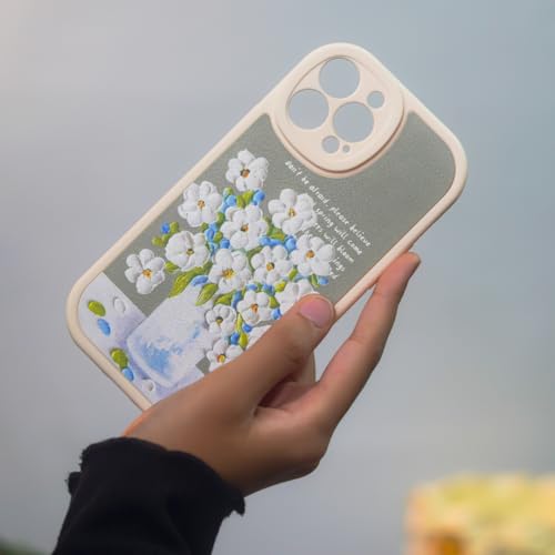 Image of Peeperly Back Cover Case for iPhone 15 Pro Scratch Resistant Anti-Slip TPU Shockproof Protective Durable Flower Painting Case for Girls & Women(Pista Green)