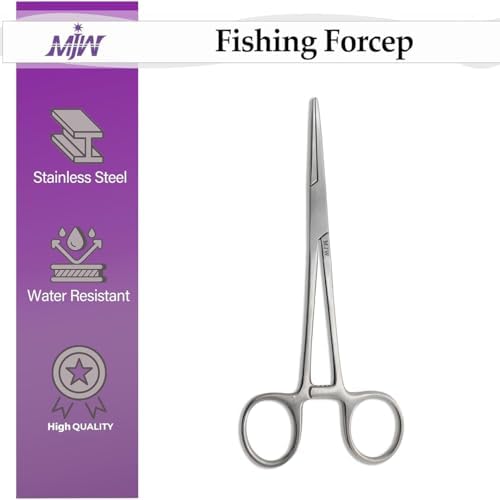 MJW Professional Straight Hemostat Fishing Forceps of Stainless Steel Used as Jewelry, Fly Fishing Forceps and Unhooking Fish Pliers – Pet, Dog Ear Hair Grooming Tweezers