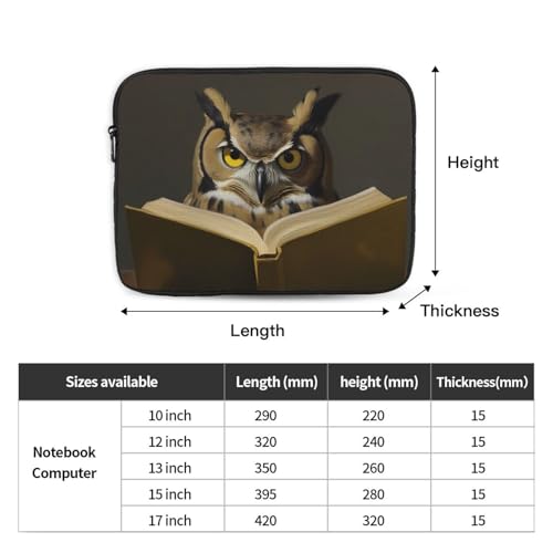 Owl Reading A Book Laptop Sleeve Case 17 Inch Suitable For Notebook Computer Tablet Traveling Carrying Simple Case4