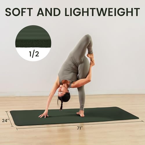 Image of BalanceFrom GoYoga All-Purpose 1 /2-Inch Extra Thick High Density Anti-Tear Exercise Yoga Mat with Carrying Strap